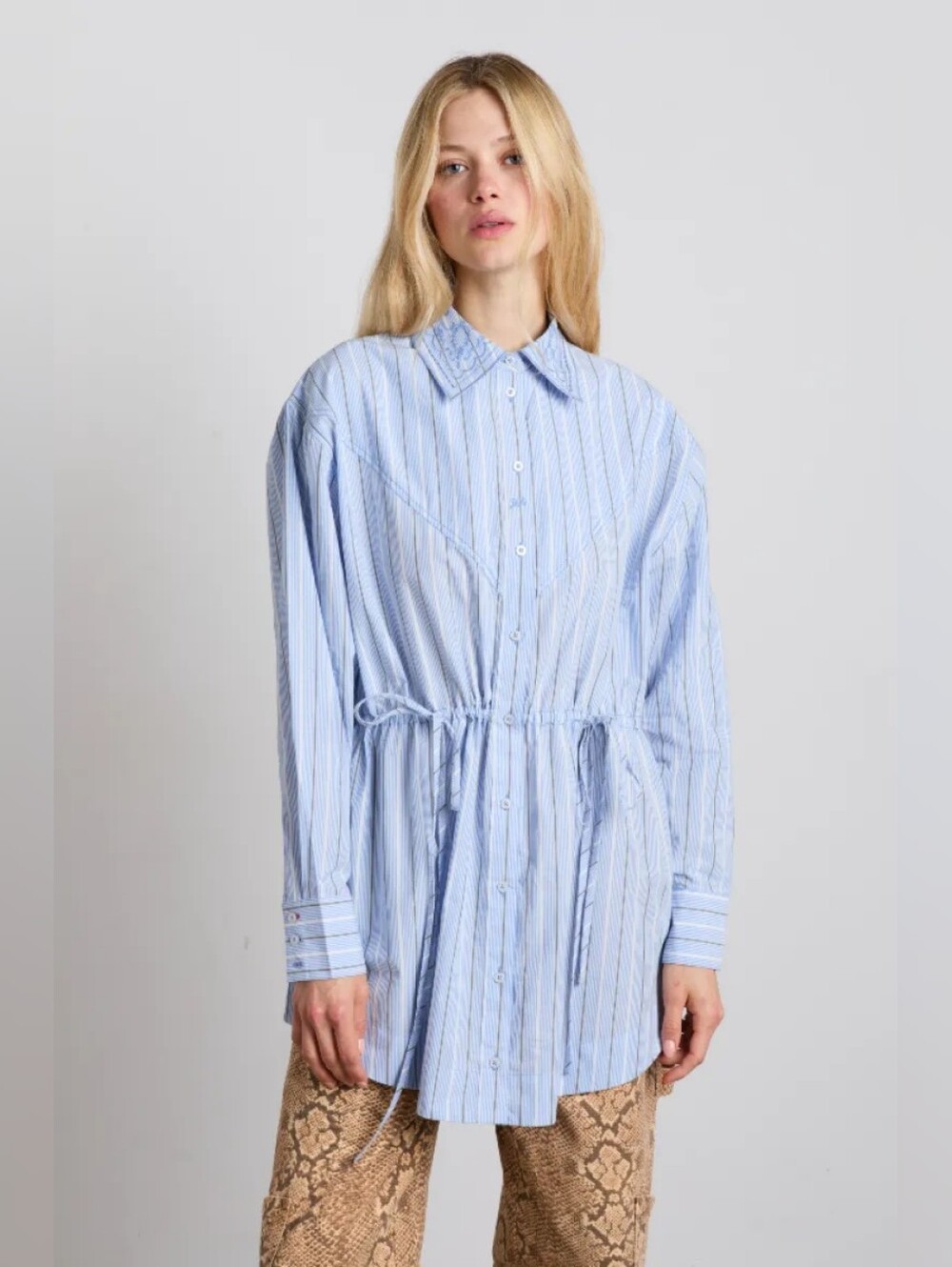 Damson Madder Romy Embroidered Shirt (narrow stripe)EU Size 10/US 6 (see meas)